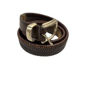 Vintage Brown Genuine Leather Weaved Braided Belt size 40